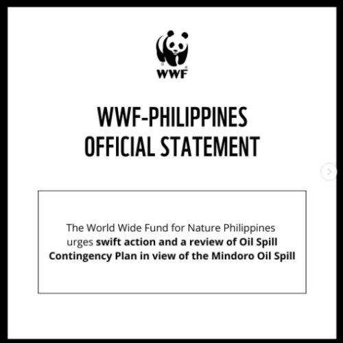<h1>WWF-Philippines urges swift action and a review of Oil Spill Contingency Plan in view of the Mindoro Oil Spill</h1>
<p style="text-align: right;"><a href="https://archive.wwf.org.ph/resource-center/story-archives-2023/wwf-philippines-urges-swift-action-and-a-review-of-oil-spill-contingency-plan-in-view-of-the-mindoro-oil-spill/">Read More ></a></p>